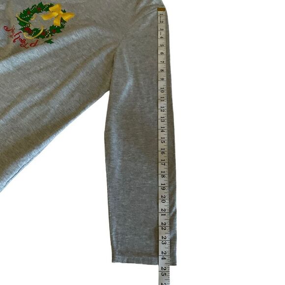 Just My Size Tee Shirt Jolly Holly Days Graphic Wreath Grey Green Red Yellow 1X - Picture 6 of 10